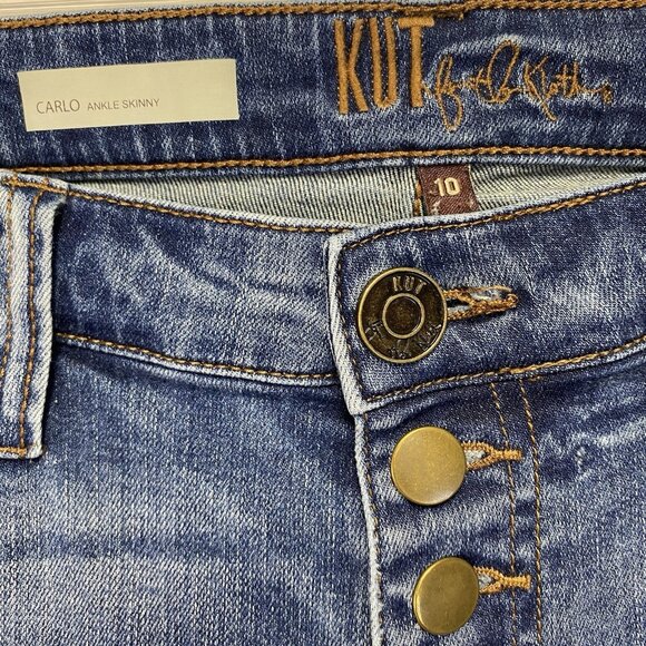 KUT from the Kloth Carlo Ankle Skinny Button Fly Jeans Women 10 Mid-Rise Stretch - Picture 3 of 16